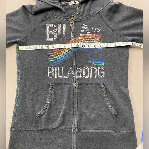Billabong Gray Rainbow Wave Graphic Full Zip Hoodie Sweatshirt Women's Size L - Picture 2 of 6